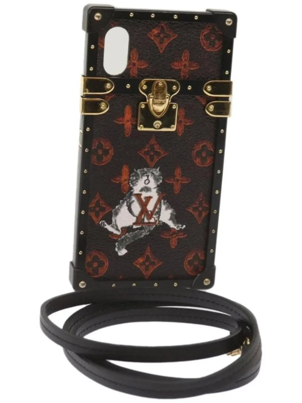 LOUIS VUITTON Transformed Monogram Cat Eye Trunk iPhone Case M63891 Auth 66181